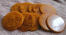 Vintage lot of 10 Art Deco Bakelite Butterscotch Swirl Poker Chips Art Crafts picture