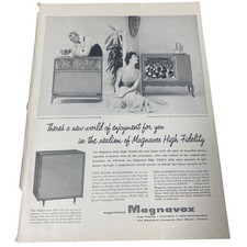 Vintage 1950s Magnavox High Fidelity TV Radio Phonograph Print Ad Magnasonic picture