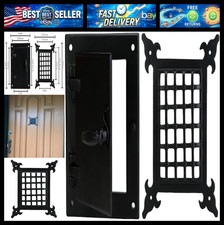 A29 Hardware Cast Iron Speakeasy Door Grill/Grille with Viewing Door, Black Powd picture