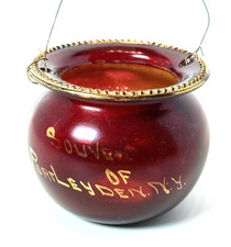 Port Leyden NY NEW YORK Ruby Red Flash Souvenir Glass TRINKET ANTIQUE JAR picture
