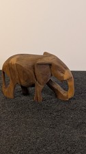 Vintage Hand-Carved Wooden Elephant Sculpture picture