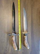 TWO Contemporary Stag Handle Custom Made Fighting Knives picture