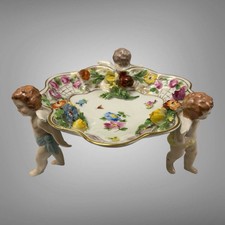 Dresden Bon Bon Bowl with Three Cherubs Various Ornate Flowers by Carl Thieme picture