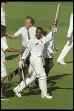 Brian Lara of Warwickshire after scoring a World Record 501 not ou- Old Photo picture