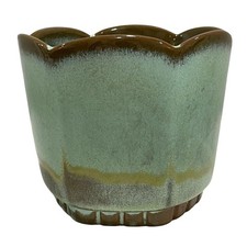 Frankoma Pottery 37 Prairie Green Scalloped Planter Vintage MCM HD94 picture