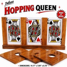 Deluxe HOPPING QUEEN Stage Magic Trick Wood Frame Find The Jumbo 3 Card Monte picture