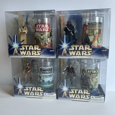 Vintage 2003 Star Wars Hasbro Collectible Figure and Cup Sets Lot of 4 Sealed picture