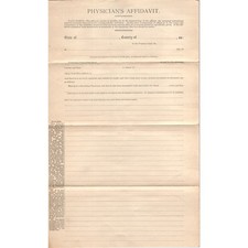1880s Medical Evidence Physician's Affidavit Form AF7-E7 picture