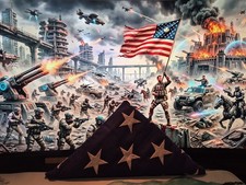 US American Flag 5x9.5 Ft Burial Casket Memorial Cotton Embroidered Stars Preown picture