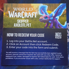 Blizzard World of Warcraft BlizzCon Digital Code Card Skipper Axolotl Pet picture