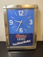 Vintage 1988 Coors Light The Silver Bullet Wall Clock 17”x12” Works Great  picture