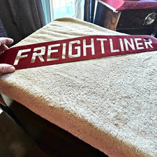 Large vintage White Freightliner Emblem Plaque Metal Semi Truck Name Plate picture