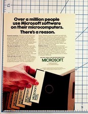 Vintage 1980s Microsoft BASIC Software Floppy Disk Computer Ad Ephemera picture