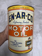 Vintage 5 Quart ENARCO Motor Oil Can Original Soldered Seam Empty picture