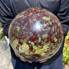 12.32LB Natural dragon blood stone quartz sphere crystal ball reiki healing picture