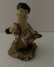 Vintage 1985 Yossi Nussbaum Israel Clay Rabbi Figurine Sculpture Dapey Menorit  picture