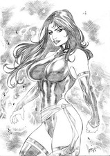 PSYLOCKE 8X12 ORIGINAL ART DRAWING PINUP PAGE SKETCH X-MEN BETSY MARVEL COMICS picture