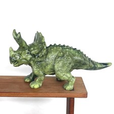 Large Hand-Carved Serpentine Dinosaur Statue Crystal Triceratops Totem of Power picture