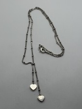 4.7g 16” STERLING SILVER BEADED MADE IN ITALY NECKLACE HEARTS DANGLE UNIQUE picture