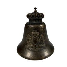 Vintage Brass Table Bell Crown Antique Royal Crest DIEU ET MON DROIT Italy Made picture