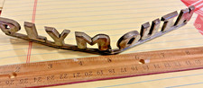 VINTAGE 1940s PLYMOUTH EMBLEM SCRIPT - FRONT HOOD NOSE EMBLEM  1946 1947 1948 picture