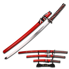 3PC Dragon Samurai Katana Sword Set-Cord Wrapped Handles-Carbon Steel Blades picture