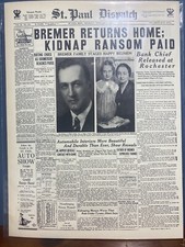 VINTAGE NEWSPAPER HEADLINE ALVIN KARPIS MA BARKER GANG RELEASE BREMER 1934 CRIME picture