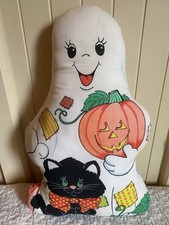 Vintage Halloween Cut N Sew Ghost Pillow Cat Mouse Pumpkin Handmade 1970s RARE picture