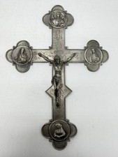 SKS Zinn 95% Pewter Crucifix Wall Cross Jesus Christ Saints Religious Decor picture