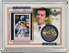 MAYOR PETE BUTTIGIEG 2020 DECISION #/D 7/10 RELIC PIECES OF AMERICA STAMP & COIN picture