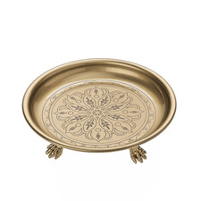 Gold Brass Tray – Vintage Ottoman Serving Dish with Feet, Thanksgiving Décor picture
