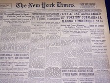 1936 NOV 23 NEW YORK TIMES - FLEET AT CARTAGENA RAIDED BY SUBMARINES - NT 2086 picture
