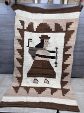 Vintage Hand Made Woven Andean Tapestry Rug Wall Folk Art Mat 40x66 Brown Tan picture