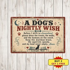 Funny Dog Bedtime Prayer Metal Tin Sign Cute Pet Lover Home Decor Gift picture
