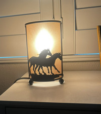 Rustic Western Horse Accent Lamp Small Cabin Lodge Night Light Equestrian Decor picture