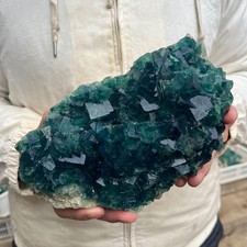 5.5LB  Natural cubic green fluorite crystal cluster rough mineral specimen picture