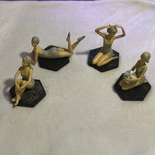 Vintage 1920s Bathing Beauty Resin Figurines Art Deco Green/ Blue | Set of 4 picture