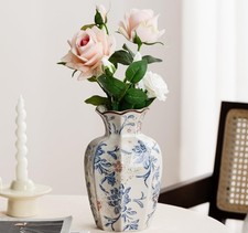 Blue and White Vase, Vintage Blue Ceramic Flower Vessel,Ceramic vases for Home picture
