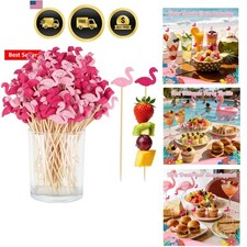 Pink Flamingo Cocktail Picks 100pcs Decor for Appetizers Food Drinks Party picture