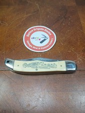 SCHRADE USA VTG MODEL#261SC SCRIMSHAW MAYFLOWER FOLDING HUNTER KNIFE SER#08196 picture