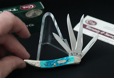 2007 Case XX SCROLLED BIG PICK #93/150 4 Blade Sky Blue Bone Toothpick Knife #'d picture
