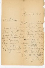 1893 Handwritten Letter NYC Mrs. Geo W. Borgo to Mr. Chase Re: Interest Payment picture