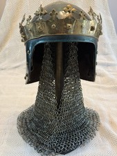 Monty Python King Arthur Medieval Knight Helmet Armor with Chainmail and Crown picture