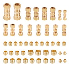 48 PCS DOT Brass Compression Air Brake Nylon Tubing Fittings,1/4
