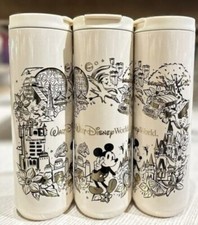 Disney Parks 2023 Mickey 4x Park Icons White Metal Travel Tumbler Cup Starbucks picture