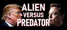 Alien v Predator Sticker 4x9 Funny Anti Donald Trump Anti Elon Musk Feud War picture