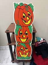 Vintage 1996 Yard Art 3 Jackolantern Sign Impact Plastics Halloween Decor Rare  picture