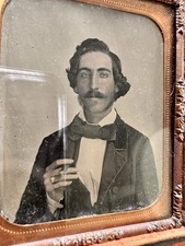 AMBROTYPE HANDSOME CIGAR SMOKING SOUTHERN MAN LOUISIANA 1850s picture