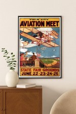 ✨ Vintage c1910s Twin City Aviation Meet Poster - 24x32” ✨ picture