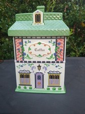 1995 Vtg Lenox Canterbury Crossing Coffee Porcelain Canister  W/Lid 8.5